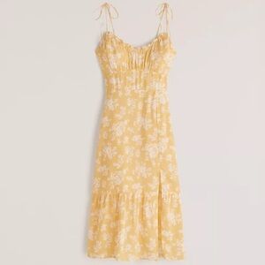 Abercrombie & Fitch Tie-Strap Ruched Midi Dress